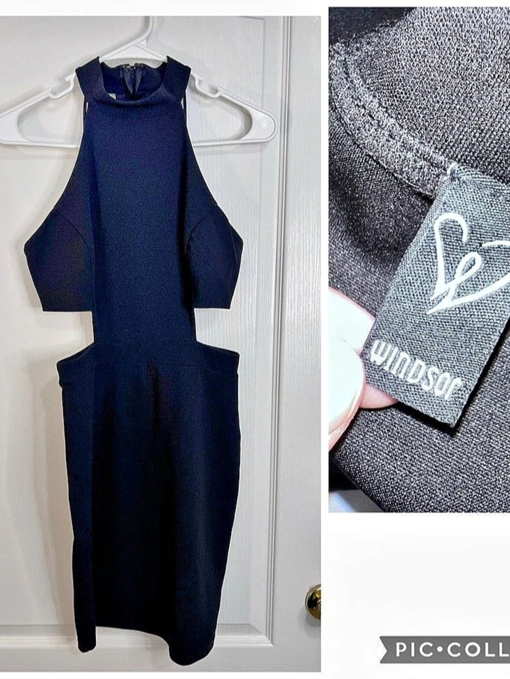 Windsor cut out halter Black Midi Dress size S 15